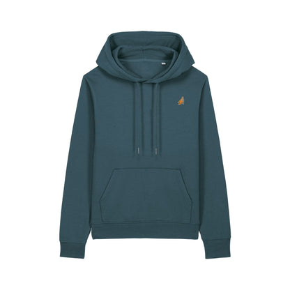 Heytoki Affen Damen Hoodie Bio-Baumwolle Lila Spirit Animal Punch Stickerei