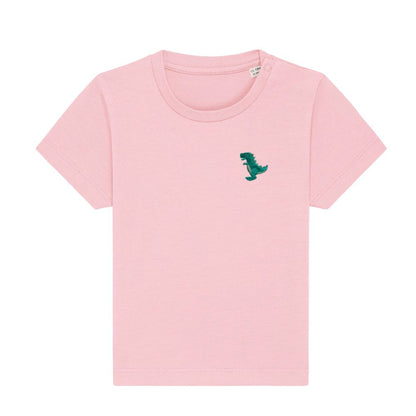 T-Rex Baby T-Shirt aus Bio-Baumwolle in Hellrosa von Heytoki