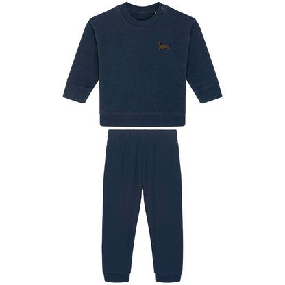 Dackel Baby Jogginganzug aus Bio-Baumwolle in Dunkelblau von Heytoki