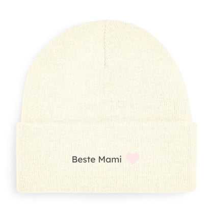 Beste Mami Beanie in Cremeweiß von Heytoki