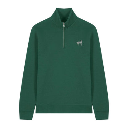 Dalmatiner Quarter Zip Hoodie aus Bio-Baumwolle in Waldgrün von Heytoki