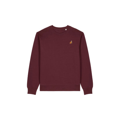 Heytoki Affen Herren Sweater Bio-Baumwolle Burgund Spirit Animal Punch Stickerei