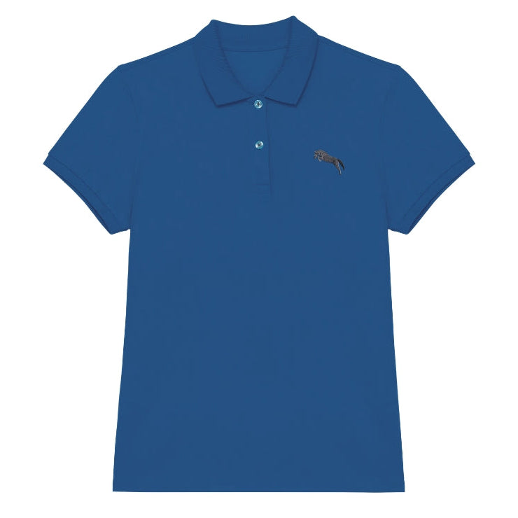 Pferde Polo-Shirt Damen Meerblau