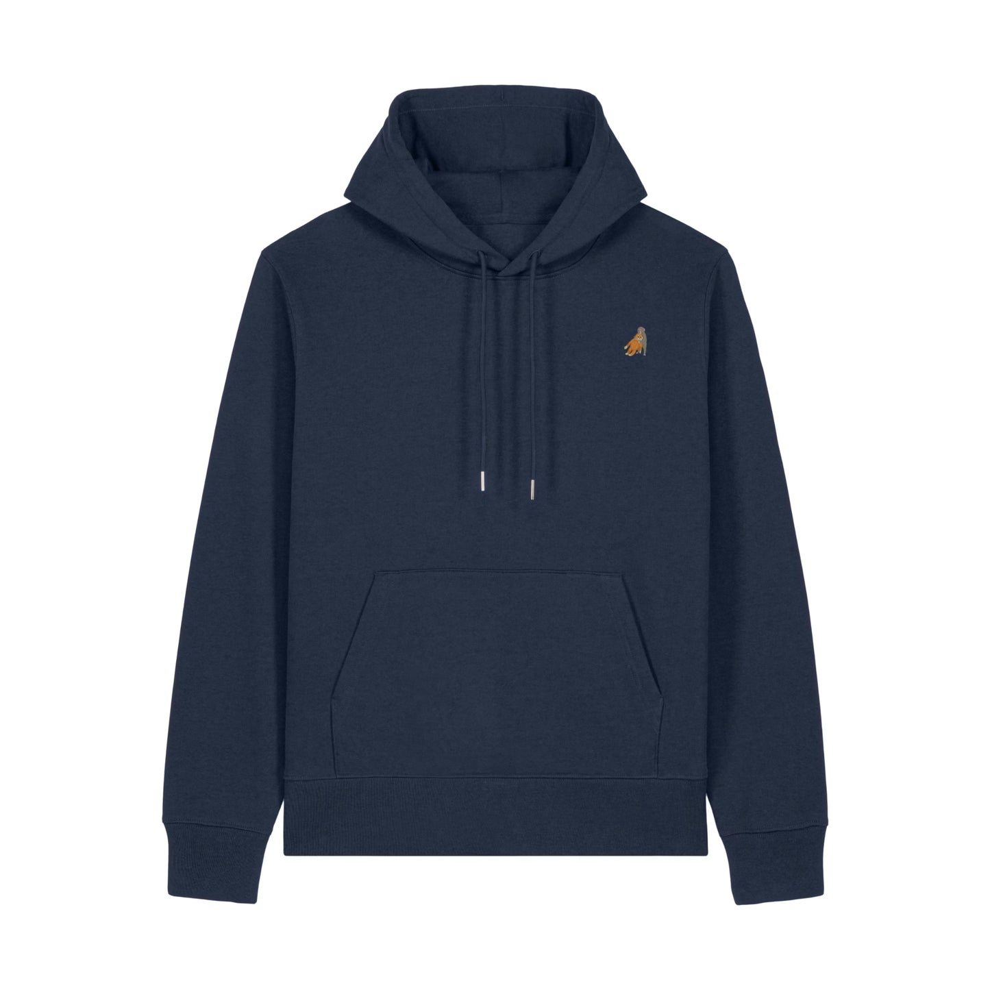 Heytoki Affen Herren Hoodie Bio-Baumwolle Navy Spirit Animal Punch Stickerei