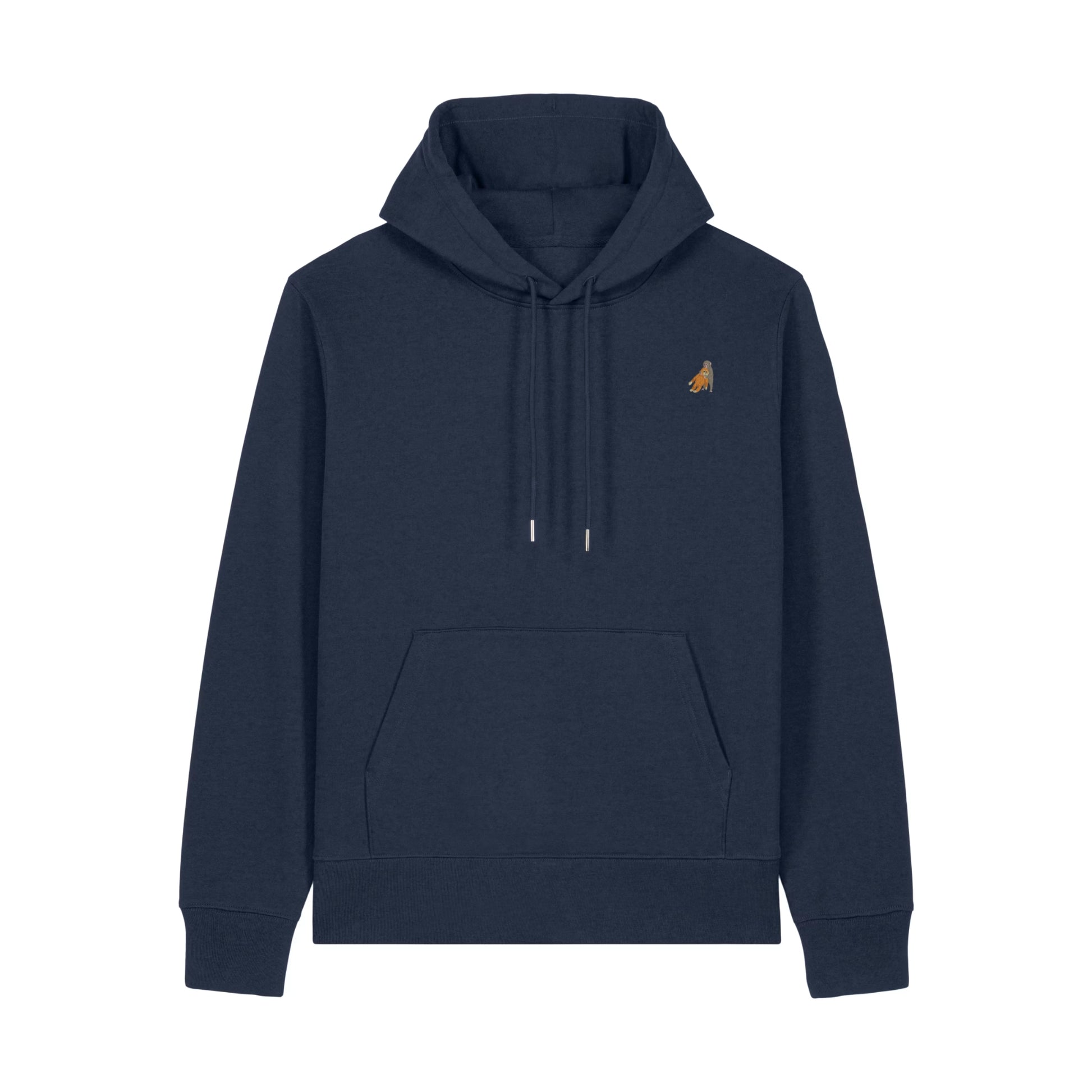 Heytoki Affen Herren Hoodie Bio-Baumwolle Navy Spirit Animal Punch Stickerei