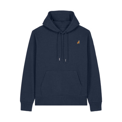 Heytoki Affen Herren Hoodie Bio-Baumwolle Dunkelblau Spirit Animal Punch Stickerei
