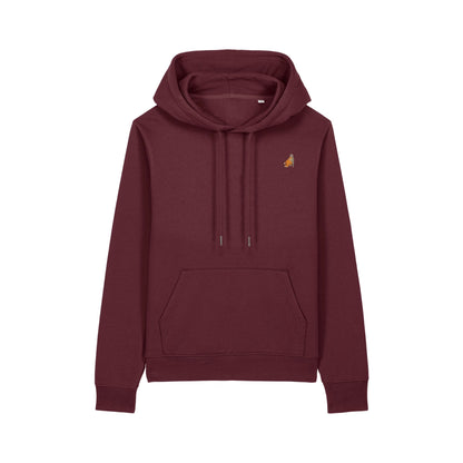 Heytoki Affen Damen Hoodie Bio-Baumwolle Burgund Spirit Animal Punch Stickerei