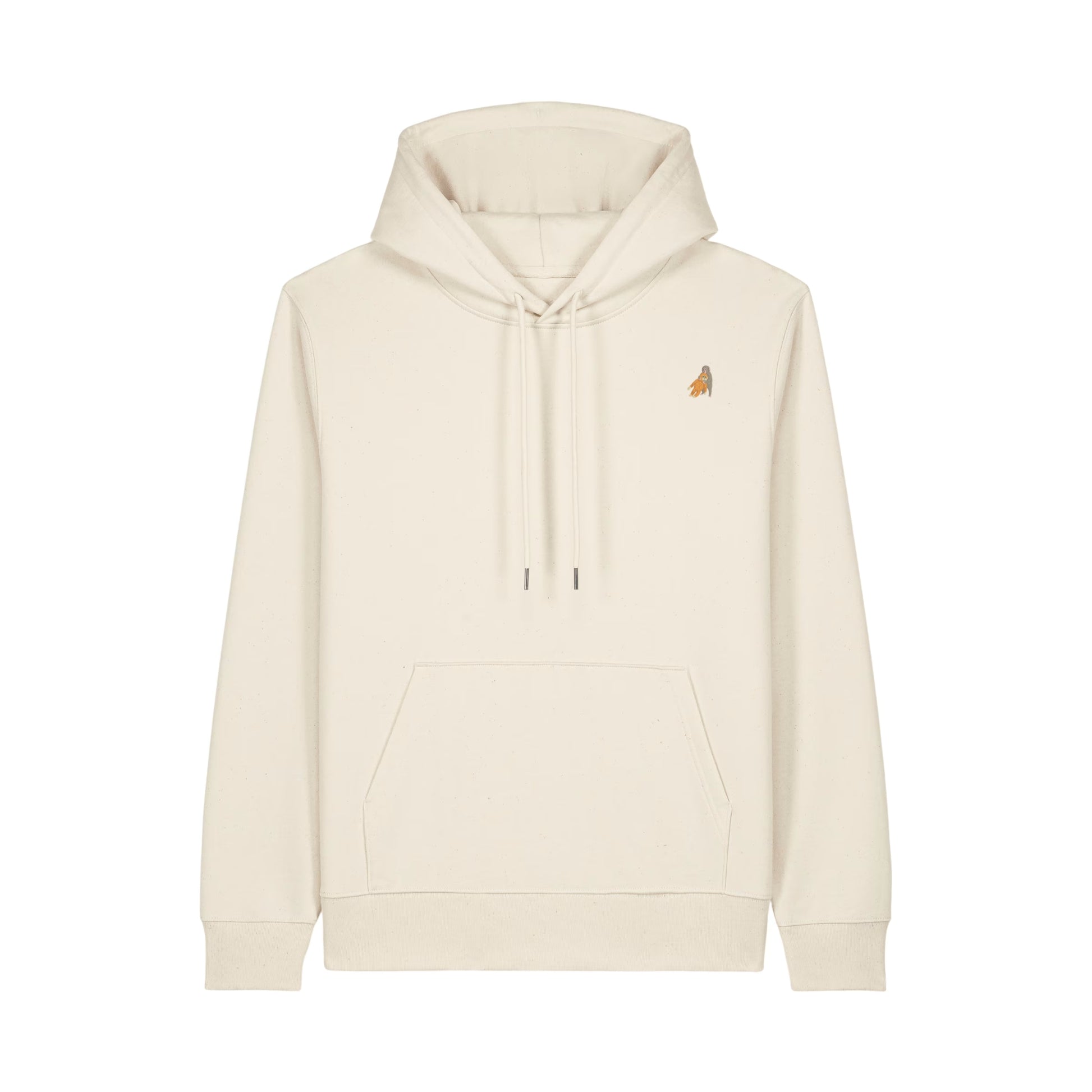 Heytoki Affen Herren Hoodie Bio-Baumwolle Naturweiß Spirit Animal Punch Stickerei