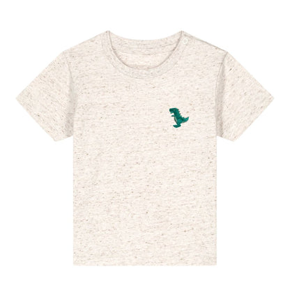 T-Rex Baby T-Shirt aus Bio-Baumwolle in Natur Meliert von Heytoki