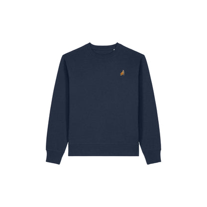 Heytoki Affen Herren Sweater Bio-Baumwolle Dunkelblau Spirit Animal Punch Stickerei