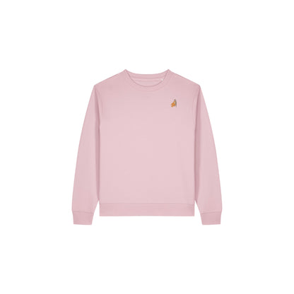 Heytoki Affen Damen Sweater Bio-Baumwolle Rosa Spirit Animal Punch Stickerei