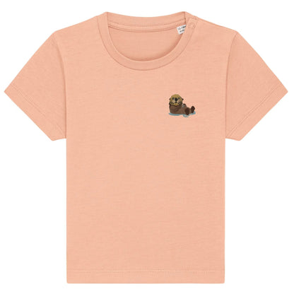 Otter Baby T-Shirt aus Bio-Baumwolle in Pfirsich von Heytoki