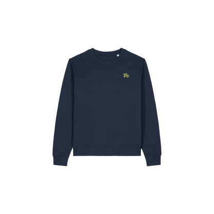 Schildkröte Sweater Damen in Dunkelblau mit Stickerei von Heytoki