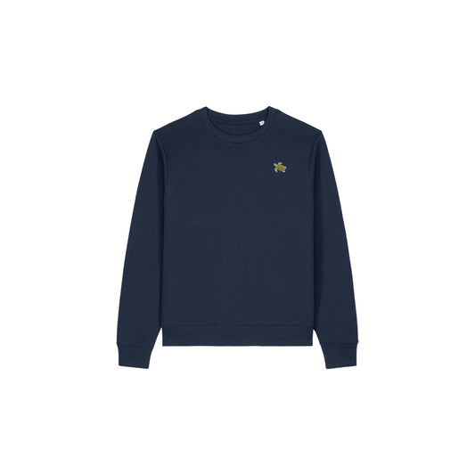Schildkröte Sweater Damen in Dunkelblau mit Stickerei von Heytoki