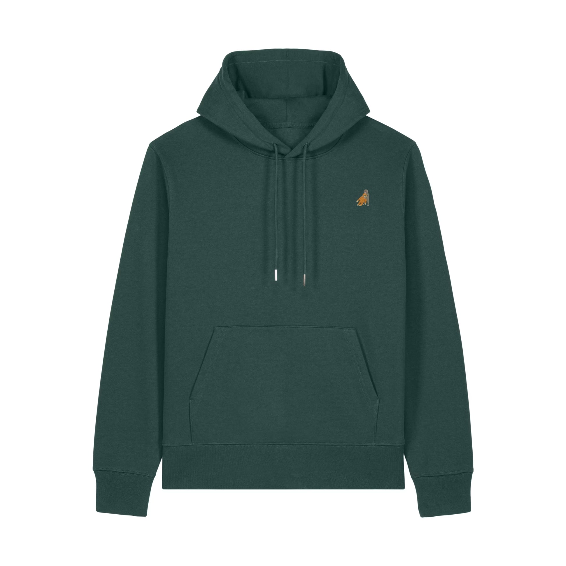 Heytoki Affen Herren Hoodie Bio-Baumwolle Grün Spirit Animal Punch Stickerei