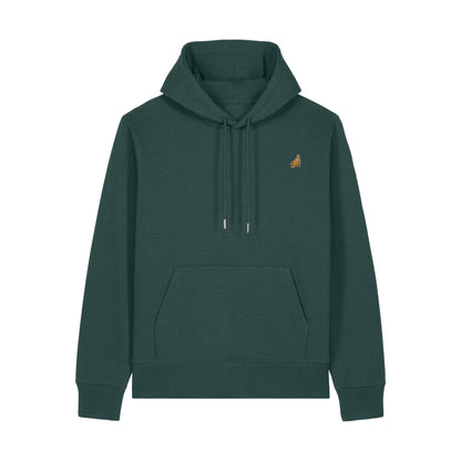 Heytoki Affen Herren Hoodie Bio-Baumwolle Grün Spirit Animal Punch Stickerei