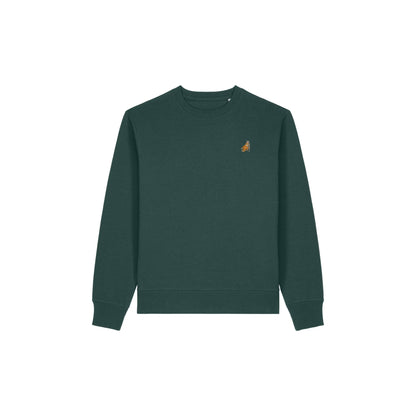 Heytoki Affen Herren Sweater Bio-Baumwolle Grün Spirit Animal Punch Stickerei