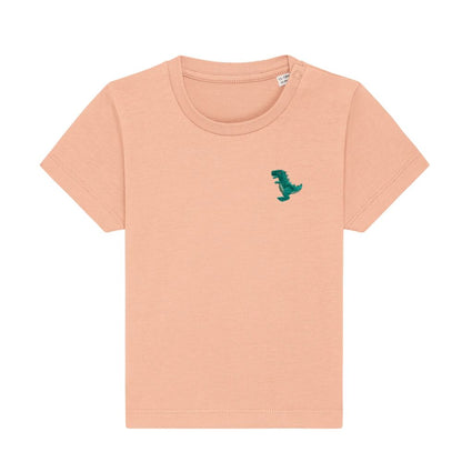 T-Rex Baby T-Shirt aus Bio-Baumwolle in Pfirsich von Heytoki
