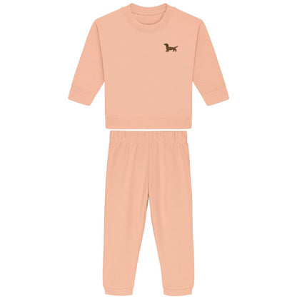 Dackel Baby Jogginganzug aus Bio-Baumwolle in Pfirsich von Heytoki