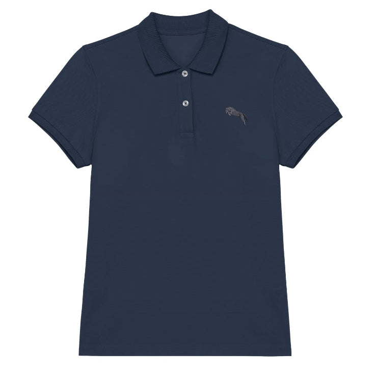 Pferde Polo-Shirt Damen Dunkelblau