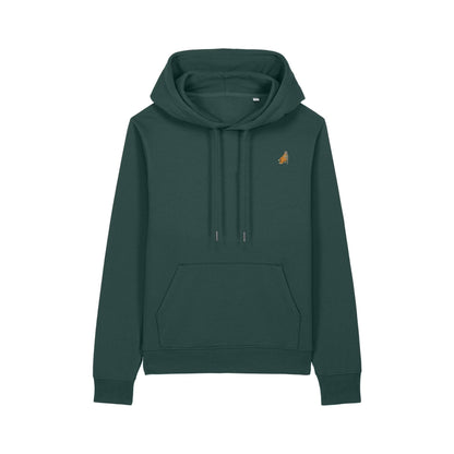 Heytoki Affen Damen Hoodie Bio-Baumwolle Grün Spirit Animal Punch Stickerei
