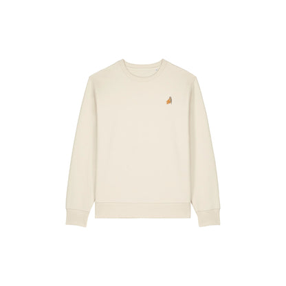 Heytoki Affen Herren Sweater Bio-Baumwolle Naturweiß Spirit Animal Punch Stickerei