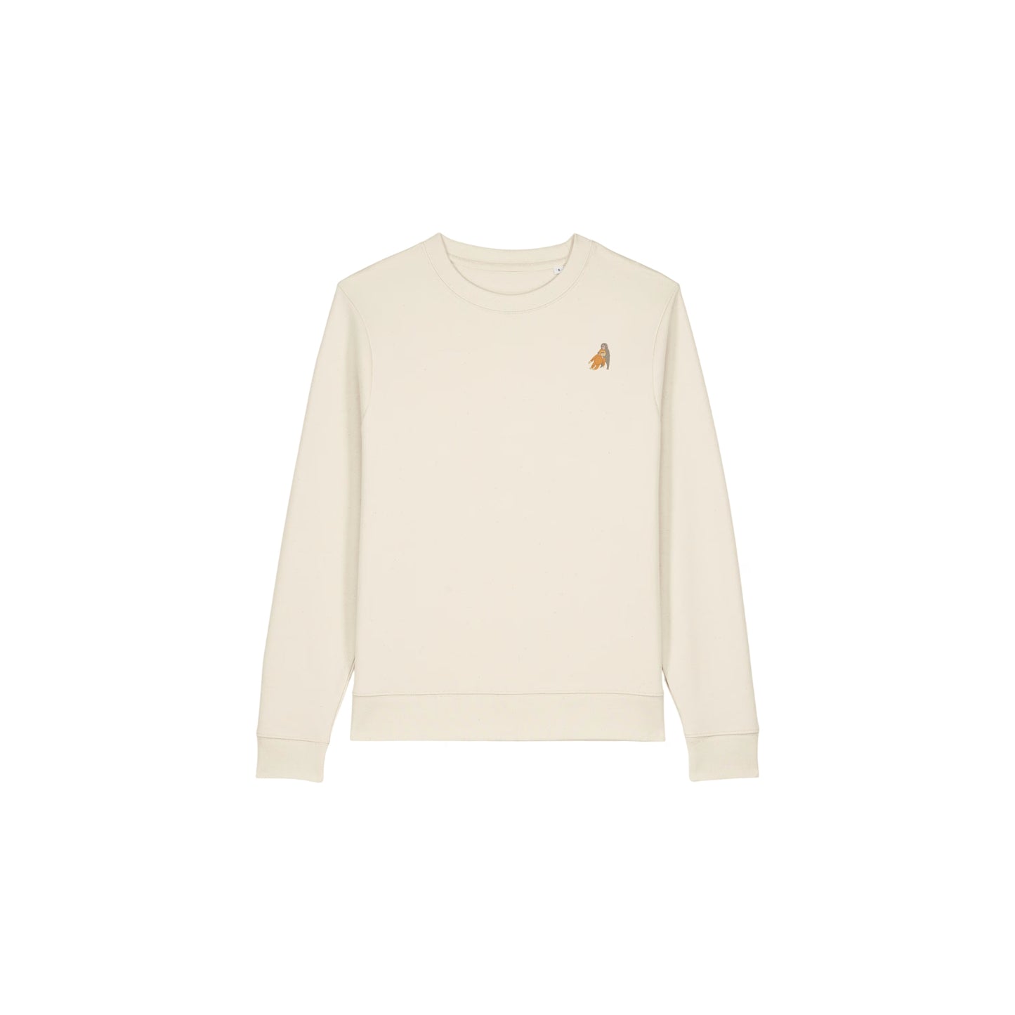 Heytoki Affen Damen Sweater Bio-Baumwolle Naturweiß Spirit Animal Punch Stickerei