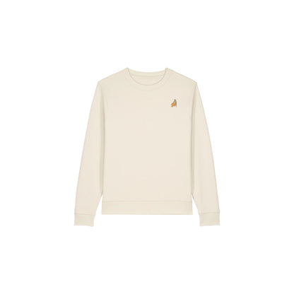 Heytoki Affen Damen Sweater Bio-Baumwolle Naturweiß Spirit Animal Punch Stickerei