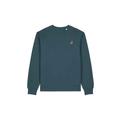 Heytoki Affen Herren Sweater Bio-Baumwolle Lila Spirit Animal Punch Stickerei