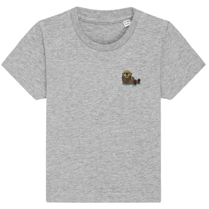 Otter Baby T-Shirt aus Bio-Baumwolle in Hellgrau Meliert von Heytoki