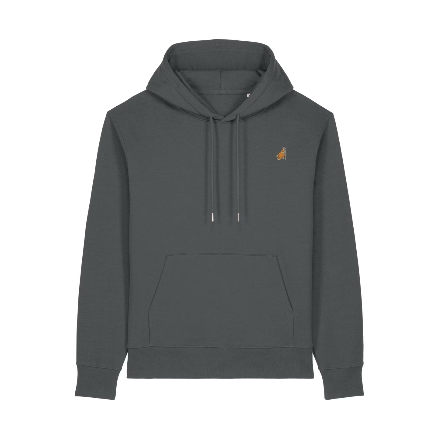 Heytoki Affen Herren Hoodie Bio-Baumwolle Anthrazit Spirit Animal Punch Stickerei