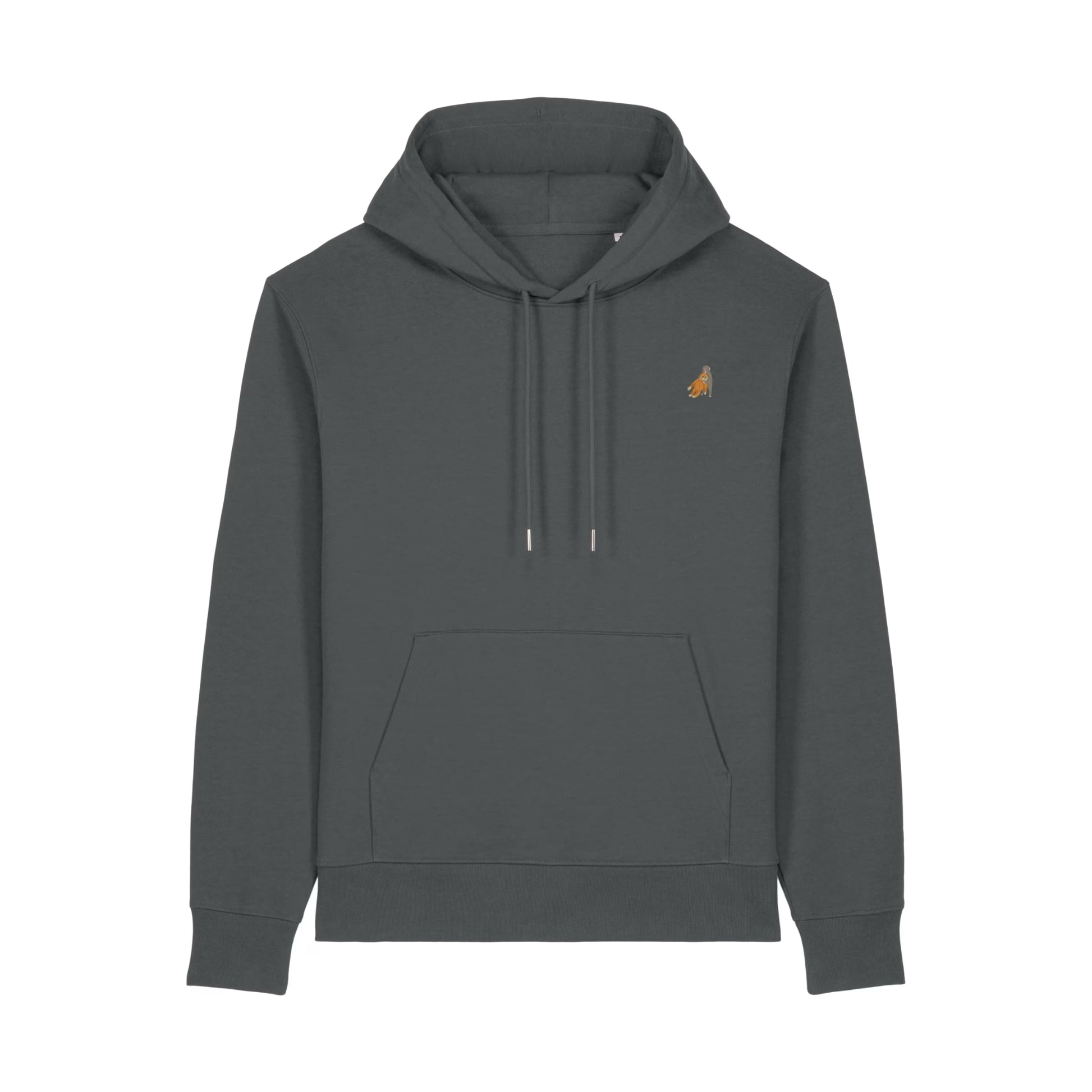 Heytoki Affen Herren Hoodie Bio-Baumwolle Anthrazit Spirit Animal Punch Stickerei