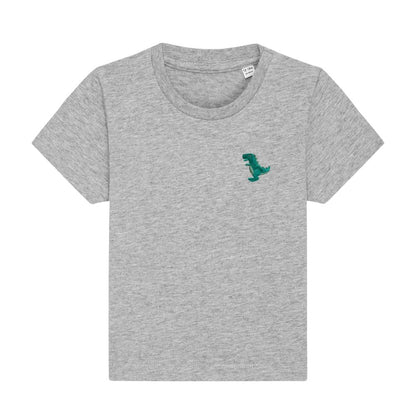 T-Rex Baby T-Shirt aus Bio-Baumwolle in Hellgrau Meliert von Heytoki