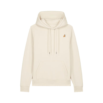 Heytoki Affen Damen Hoodie Bio-Baumwolle Naturweiß Spirit Animal Punch Stickerei