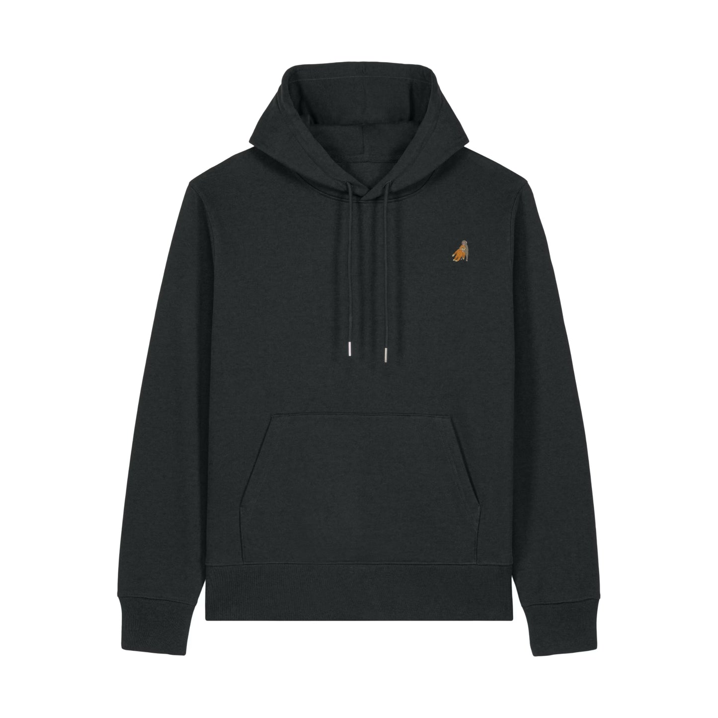 Heytoki Affen Herren Hoodie Bio-Baumwolle Schwarz Spirit Animal Punch Stickerei