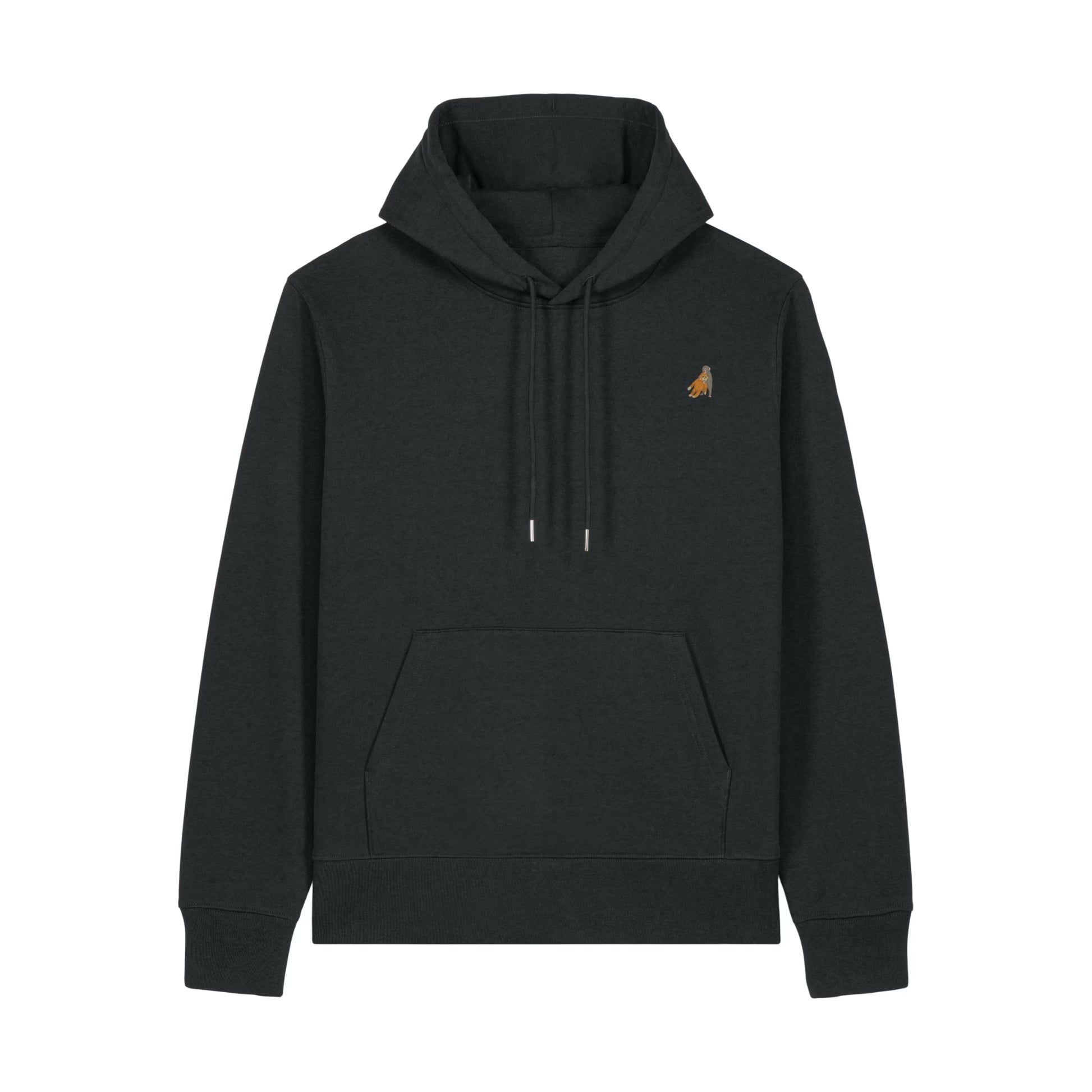 Heytoki Affen Herren Hoodie Bio-Baumwolle Schwarz Spirit Animal Punch Stickerei