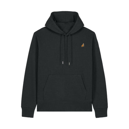 Heytoki Affen Herren Hoodie Bio-Baumwolle Schwarz Spirit Animal Punch Stickerei