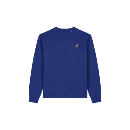 Heytoki Affen Herren Sweater Bio-Baumwolle Ozeanblau Spirit Animal Punch Stickerei