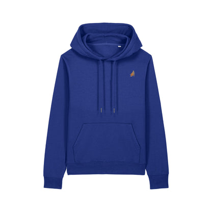 Heytoki Affen Damen Hoodie Bio-Baumwolle Ozeanblau Spirit Animal Punch Stickerei