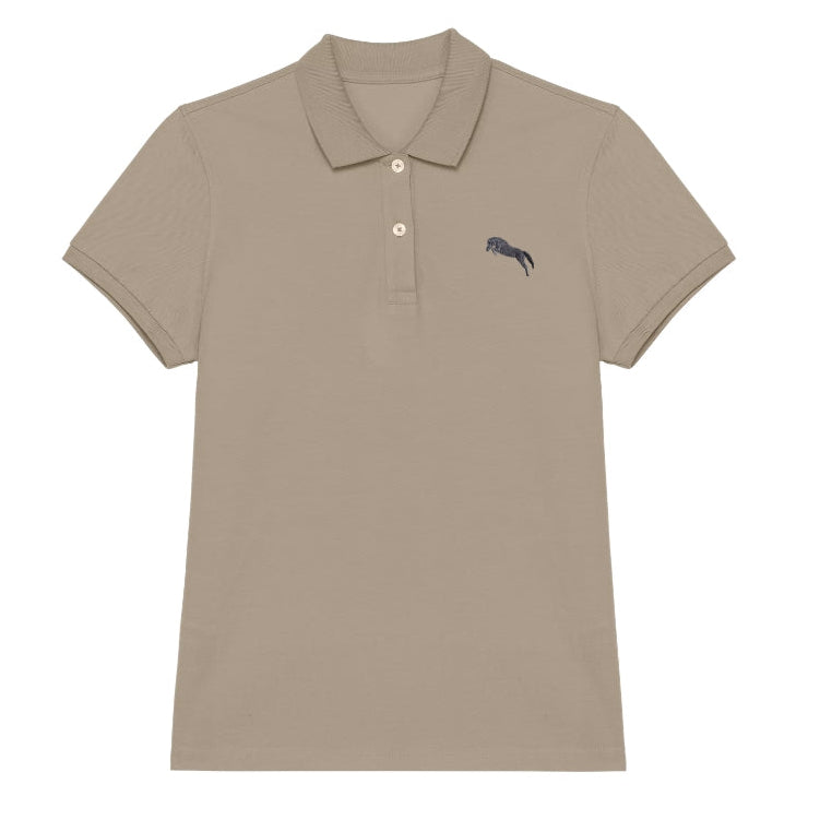 Pferde Polo-Shirt Damen Sandfarben