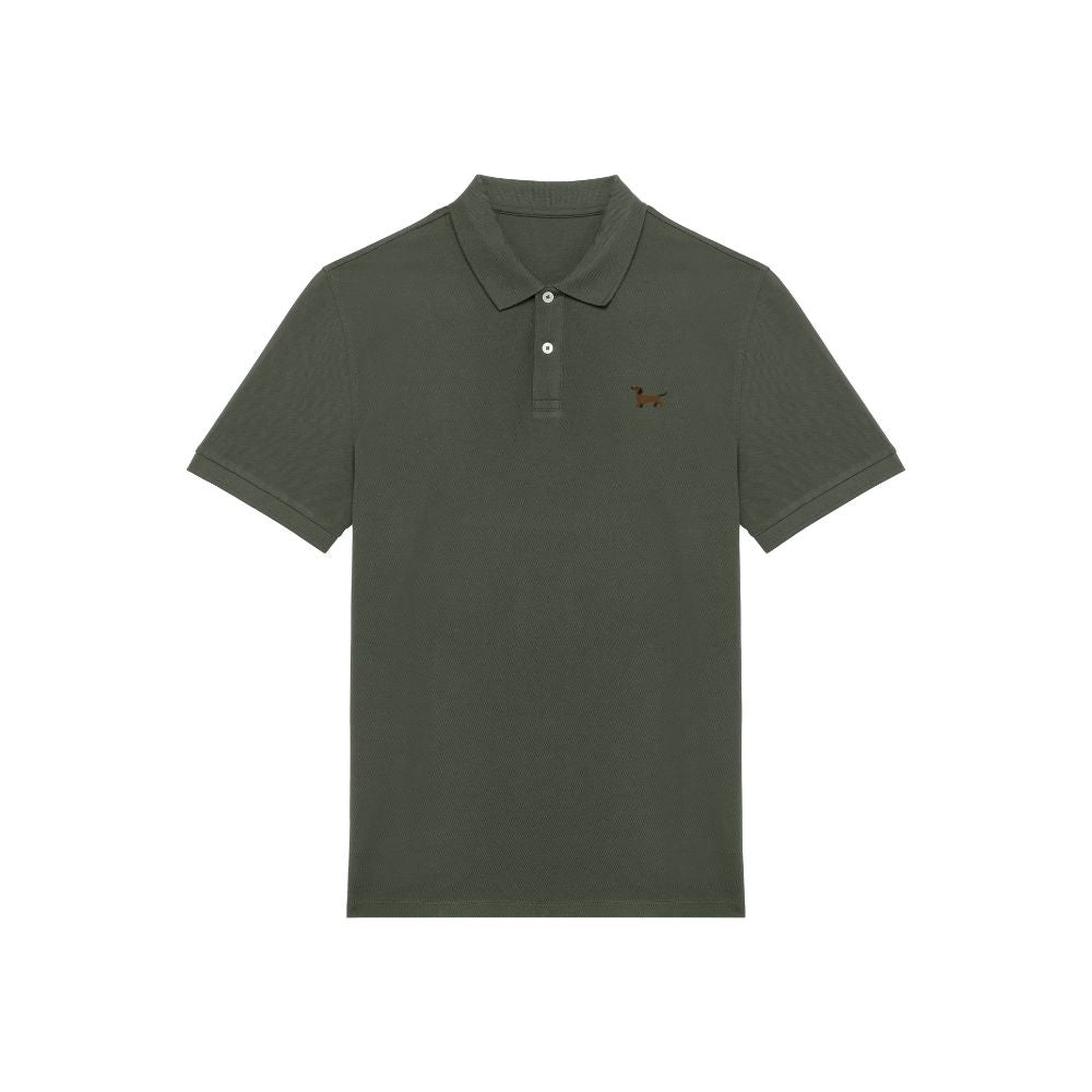 Poloshirt Dackel Stick olivgrün Herren hinten 