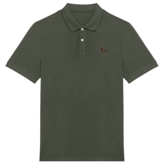 Dackel Polo-Shirt aus Bio-Baumwolle Herren in Olivgrün von Heytoki