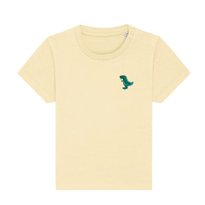 T-Rex Baby T-Shirt aus Bio-Baumwolle in Buttergelb von Heytoki