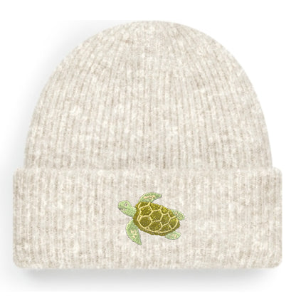Schildkröte Beanie Extraweich in Beige Meliert von Heytoki