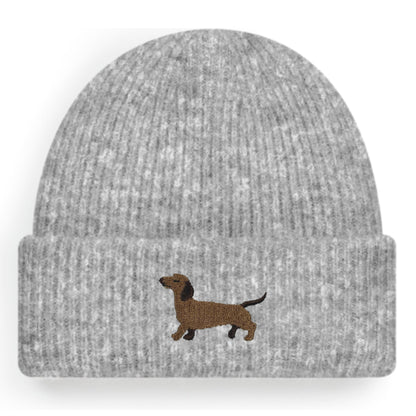 Dackel Beanie Extraweich in Grau Meliert von Heytoki