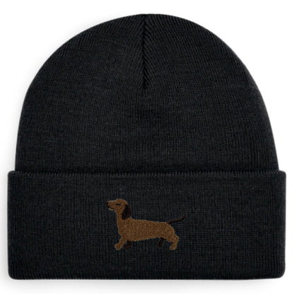 Dackel Beanie in Schwarz von Heytoki