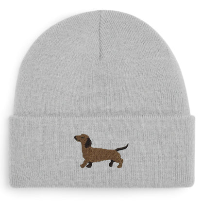 Dackel Beanie in Hellgrau von Heytoki