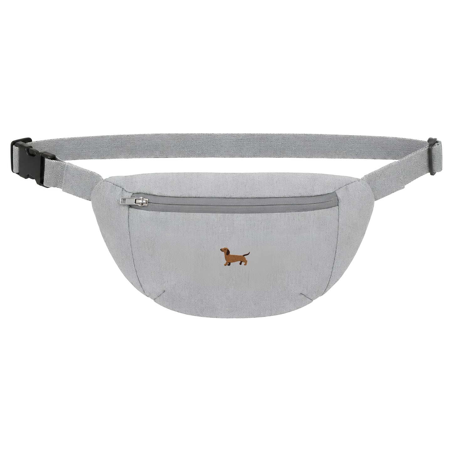 Heytoki Bauchtasche in Heather Grey mit gesticktem Dackelmotiv