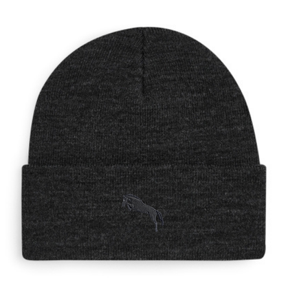 Heytoki Beanie aus Bio-Baumwolle in Charcoal mit gesticktem Pferdemotiv