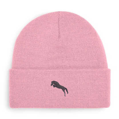 Heytoki Beanie aus Bio-Baumwolle in Dusky Pink mit gesticktem Pferdemotiv